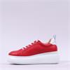 Wonders Curvy Platform Lace Trainer - Red Leather